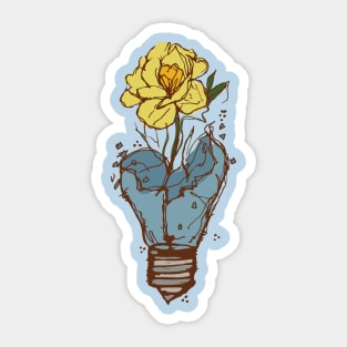 Light bulb with yellow flowers sketch 3 Sticker